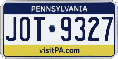 PA license plate JOT9327