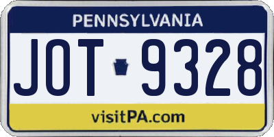 PA license plate JOT9328