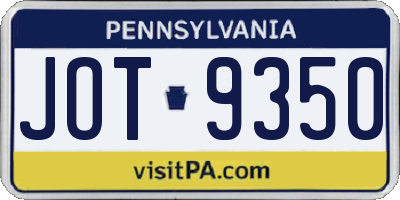 PA license plate JOT9350