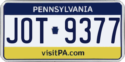 PA license plate JOT9377