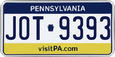 PA license plate JOT9393