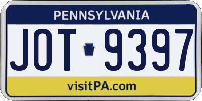 PA license plate JOT9397