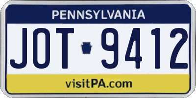 PA license plate JOT9412