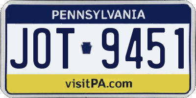 PA license plate JOT9451