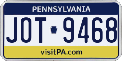 PA license plate JOT9468