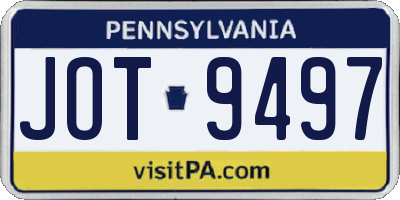 PA license plate JOT9497