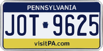 PA license plate JOT9625