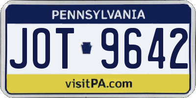 PA license plate JOT9642
