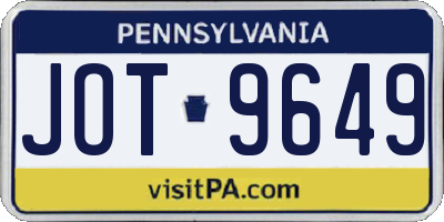 PA license plate JOT9649