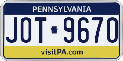 PA license plate JOT9670