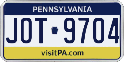 PA license plate JOT9704