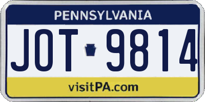 PA license plate JOT9814