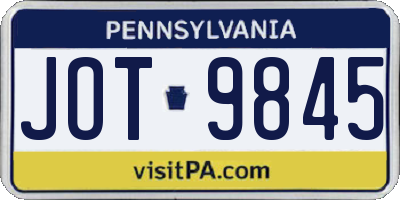 PA license plate JOT9845