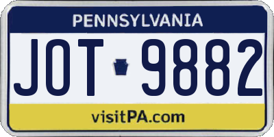 PA license plate JOT9882