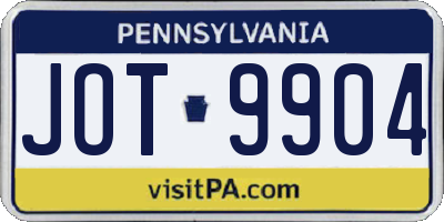 PA license plate JOT9904