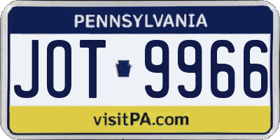 PA license plate JOT9966