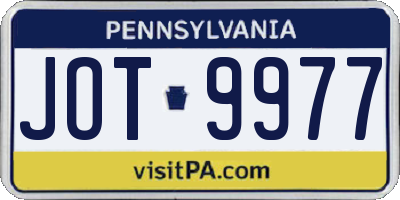 PA license plate JOT9977