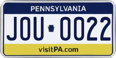 PA license plate JOU0022