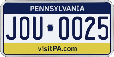 PA license plate JOU0025