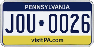 PA license plate JOU0026