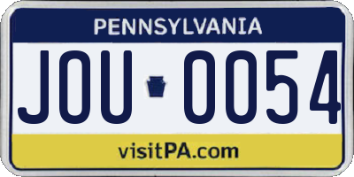 PA license plate JOU0054