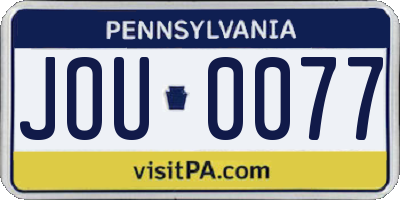 PA license plate JOU0077