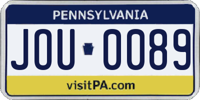 PA license plate JOU0089