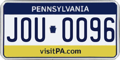 PA license plate JOU0096