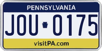 PA license plate JOU0175