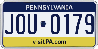 PA license plate JOU0179