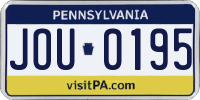 PA license plate JOU0195