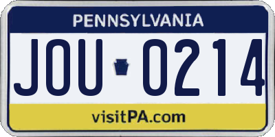 PA license plate JOU0214