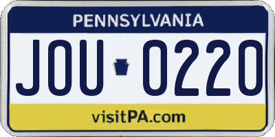 PA license plate JOU0220