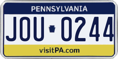 PA license plate JOU0244