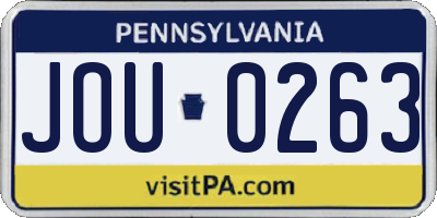 PA license plate JOU0263