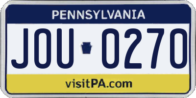 PA license plate JOU0270