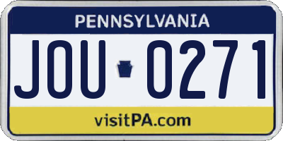 PA license plate JOU0271
