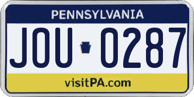 PA license plate JOU0287