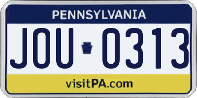PA license plate JOU0313