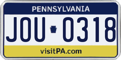 PA license plate JOU0318