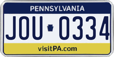 PA license plate JOU0334