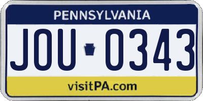 PA license plate JOU0343