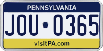 PA license plate JOU0365