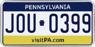 PA license plate JOU0399