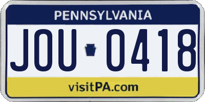 PA license plate JOU0418