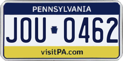 PA license plate JOU0462