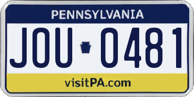 PA license plate JOU0481