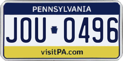PA license plate JOU0496