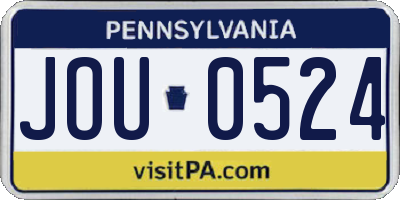 PA license plate JOU0524