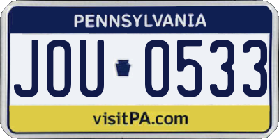PA license plate JOU0533